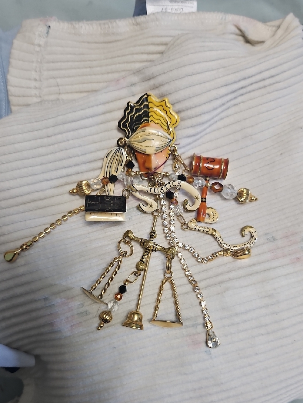 Lunch At The Ritz Justice Multi-Color Charm Brooch - Gold Tone Women Jewelry